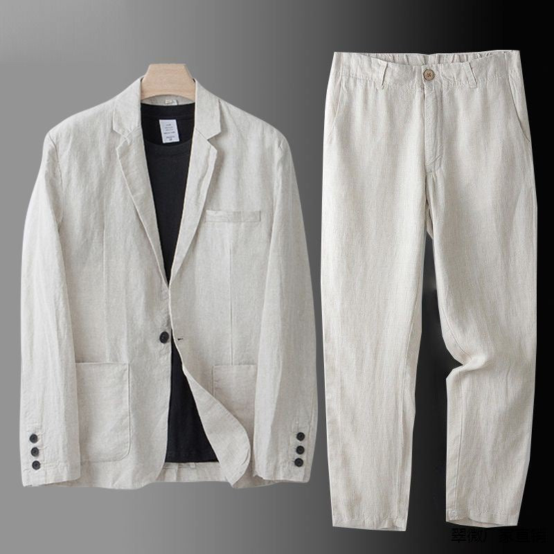 Drune | Lässiger Leinen Blazer Für Herren Anzugset