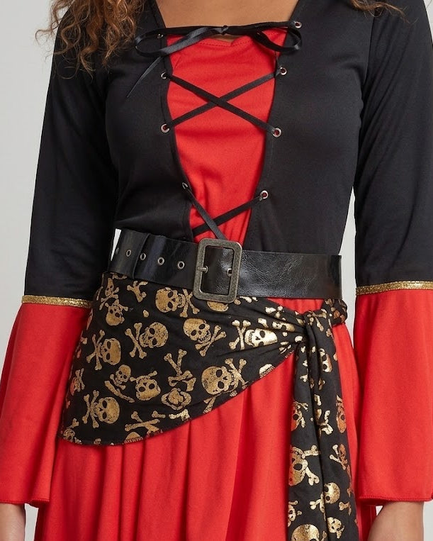 Damen Piratenkostüm mit verziertem Gürtel und eleganten Ärmeln Drune