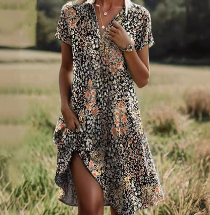 Drune | Kurzärmeliges Grünes Minikleid Mit Punkten