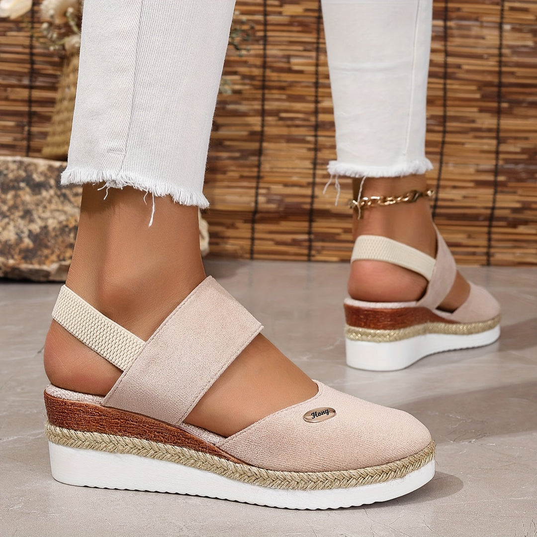 Drune | Damen Sandalen Auf Plattform: Rutschfest, Geschlossene Zehe, Elastischer Riemen
