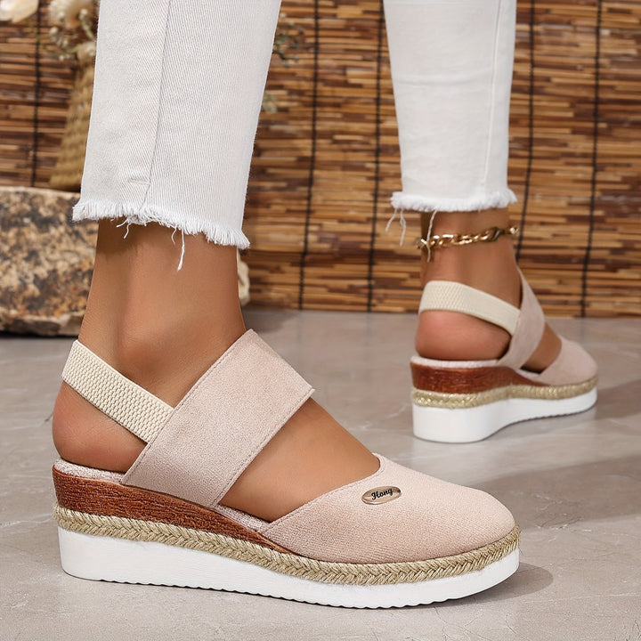 Drune | Damen Sandalen Auf Plattform: Rutschfest, Geschlossene Zehe, Elastischer Riemen