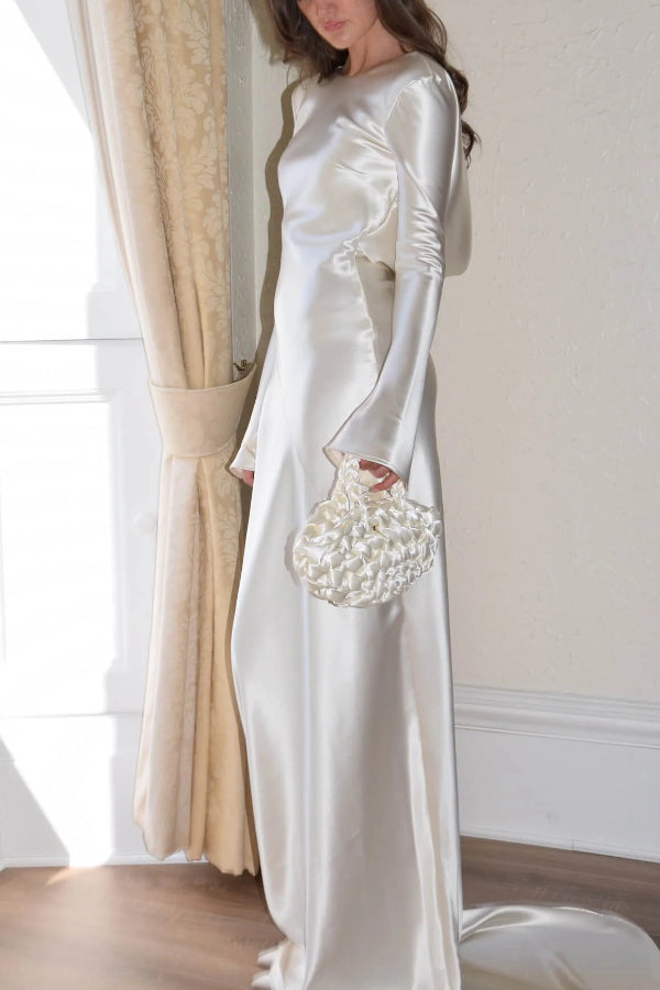 Drune | Pearl Eden Satin Rückwärtig Offene Cowl Neck Gown Maxi Kleid