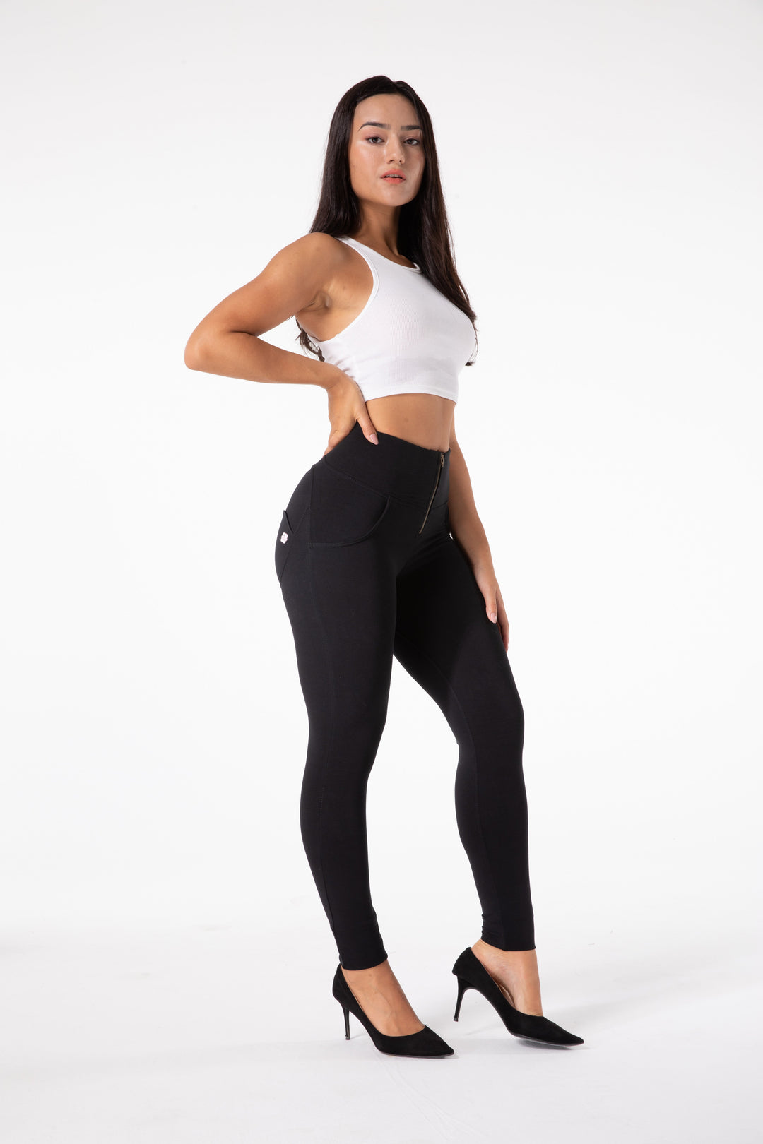 Drune | Stramme Schwarze Leggings mit Hohem Bund
