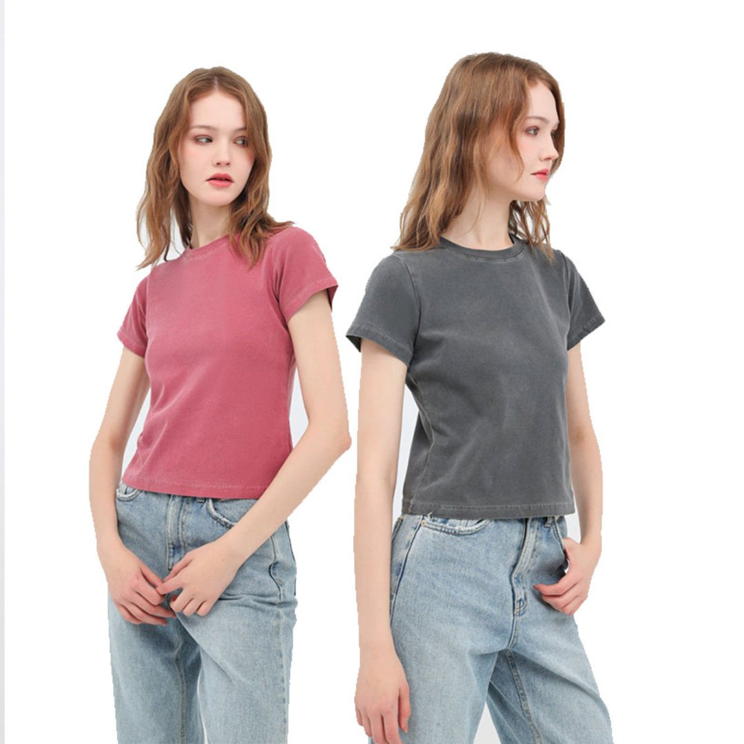 Drune | Schillerndes altes kurzes T-Shirt mit Färbung
