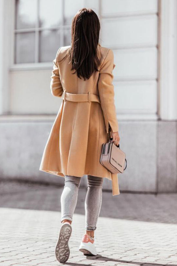 Drune | Wintermantel khaki mit Gürtel und elegantem Stil