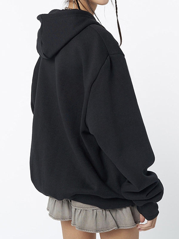 Drune | schwarze oversized Hoodie mit Skelettdruck