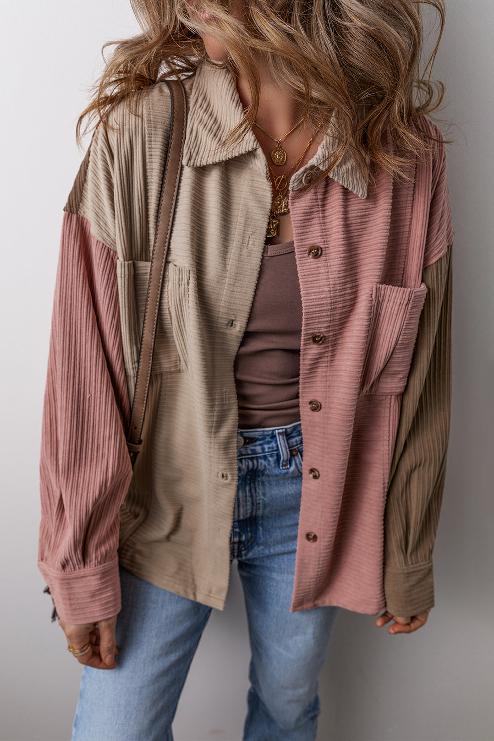 Drune | Damen Farbblock Cordjacke