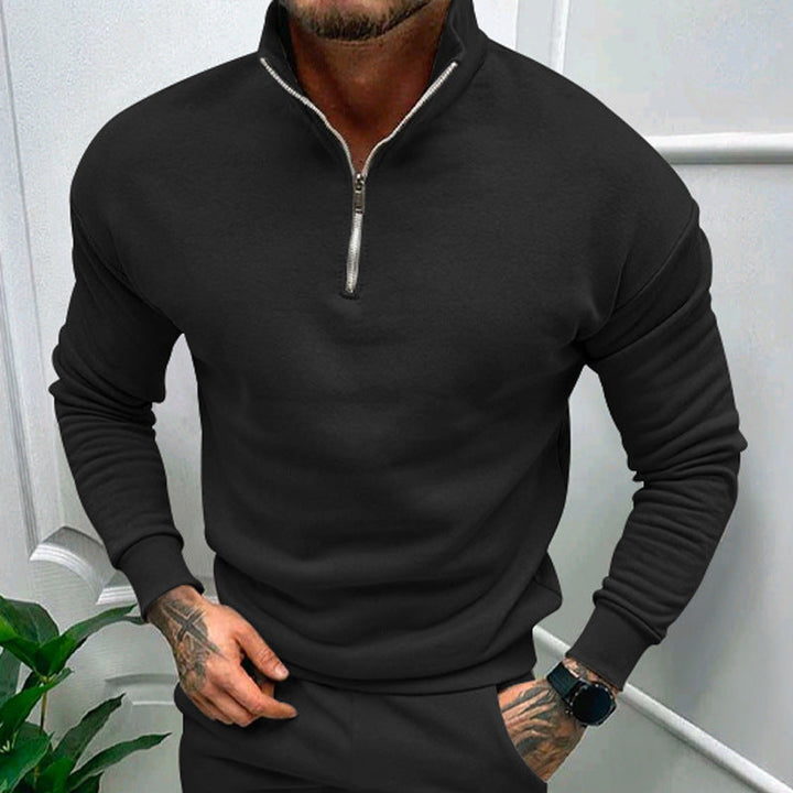 Drune | Pullover mit Halb-Zip Stehkragen