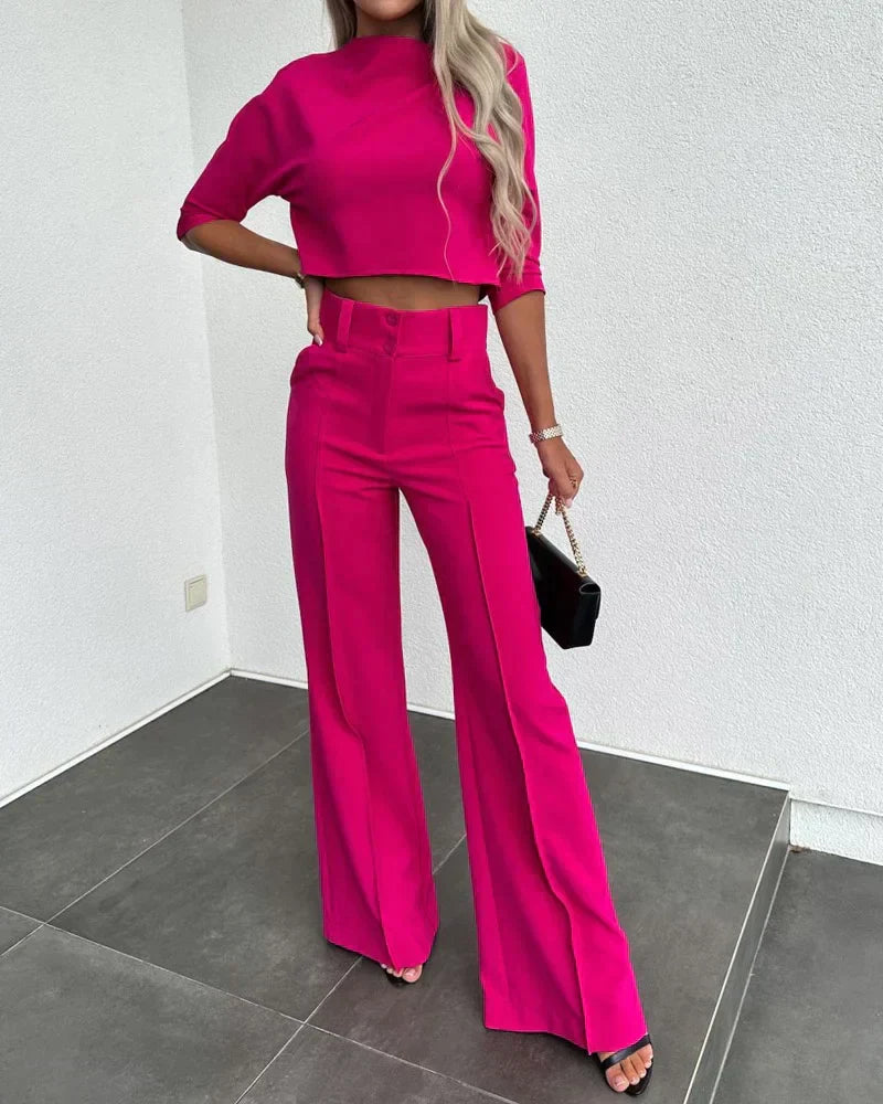 Drune | Set mit Jacke und hoch taillierter gerader Hose für Damen | Stilvolles und komfortables Outfit