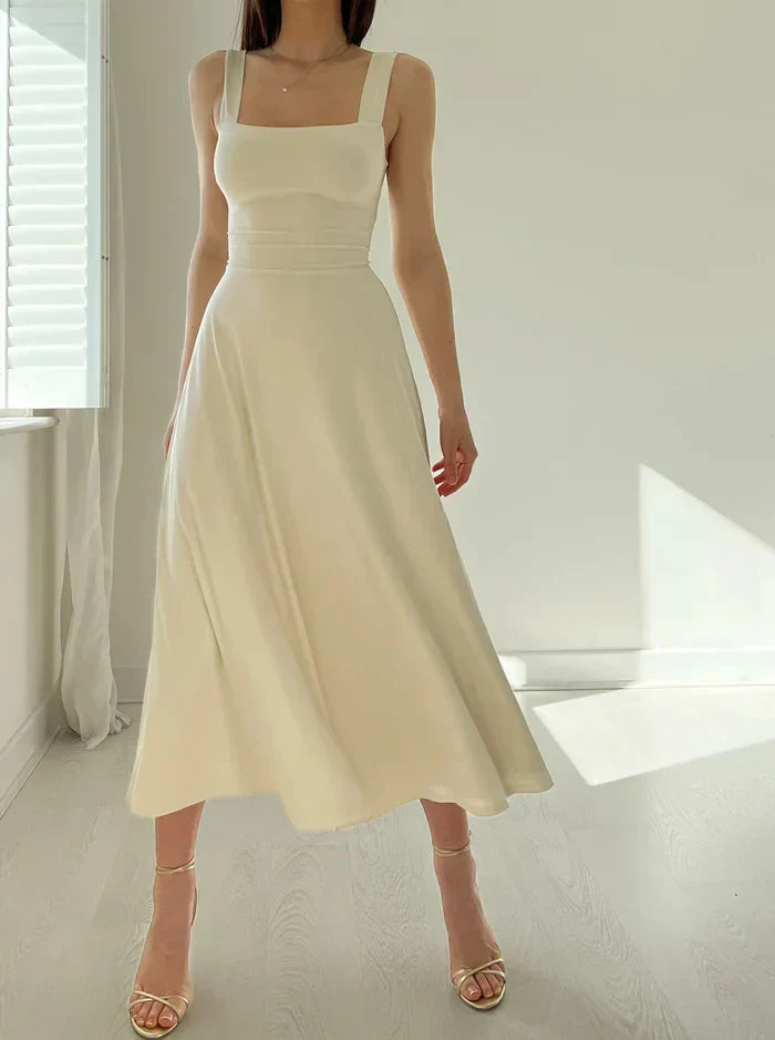 Drune - Elegantes ärmelloses A-Linien-Midikleid – Zeitloser Chic | Fit-and-Flare Midikleid – Perfekt für jeden Anlass