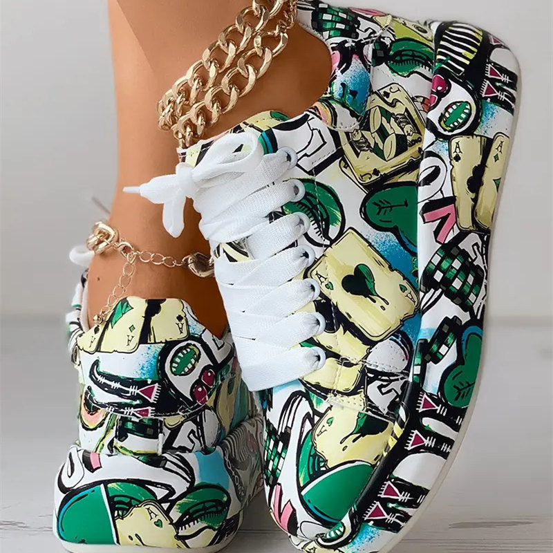 Drune | Lässige Sneakers im Graffiti-Stil für Frauen
