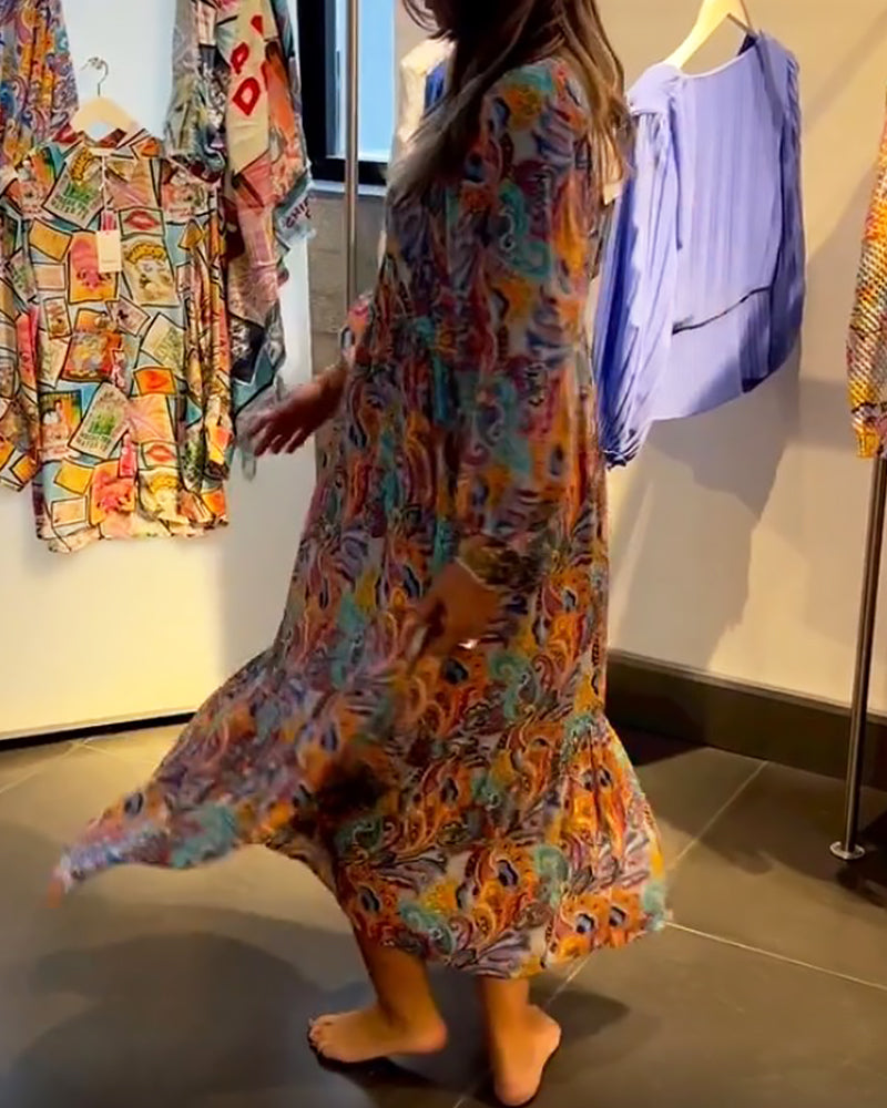 Drune | A-Linien Maxikleid mit V-Ausschnitt