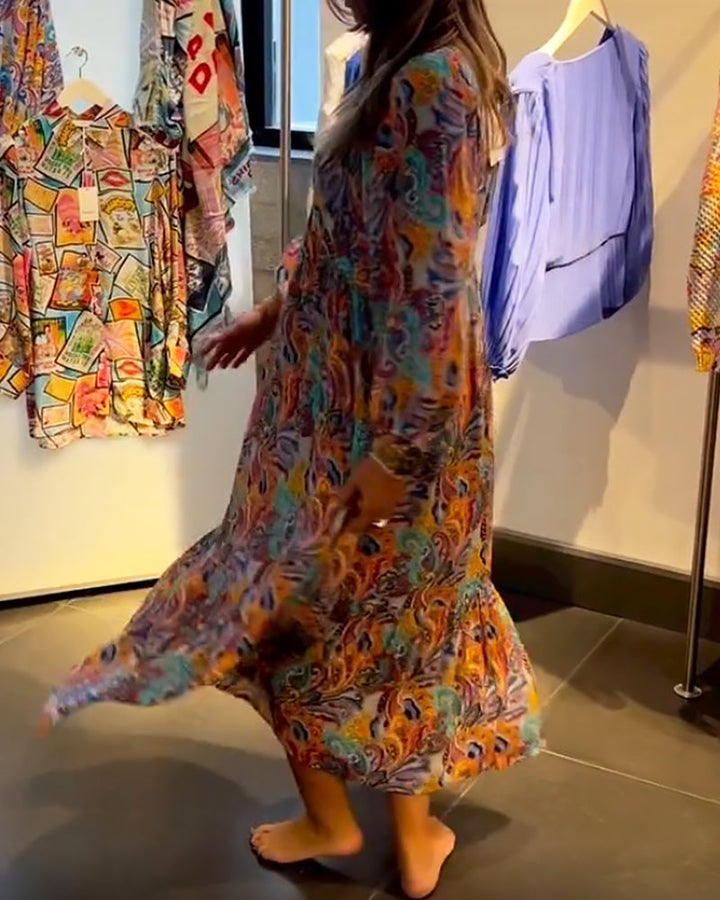 Drune | A-Linien Maxikleid mit V-Ausschnitt