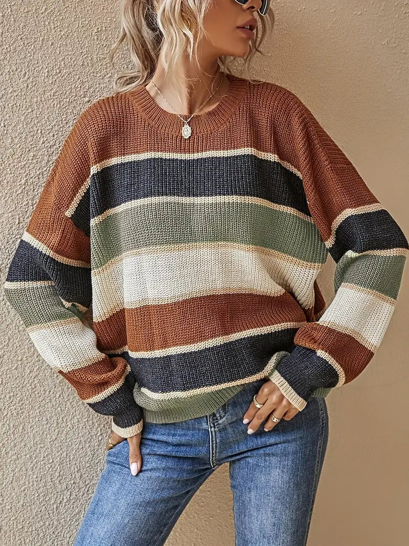 Drune | Farbblock Rundhals Pullover Mit Klassischem Design