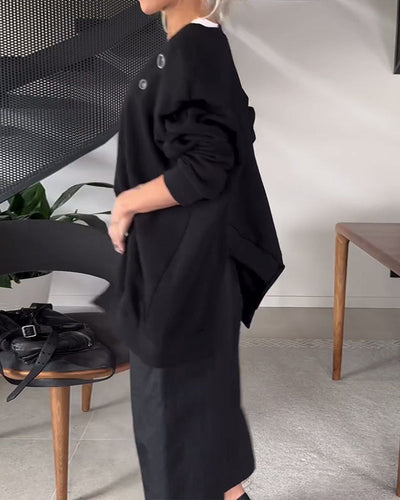 Drune | Sweatshirt mit Rundhalsausschnitt und Schlitz in Unifarbe