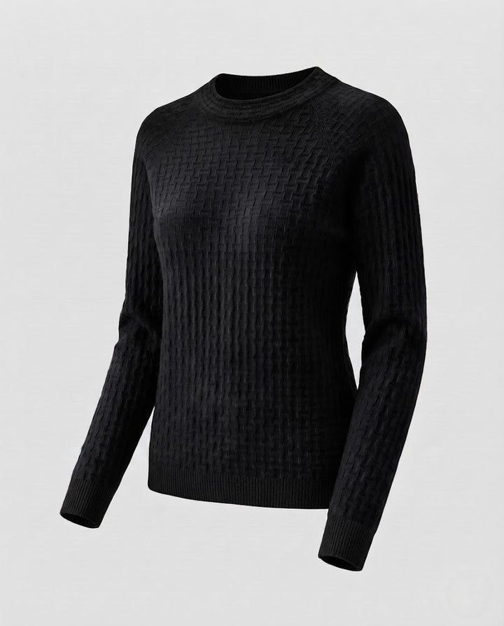 Damen Feinstrick-Pullover mit strukturierter WDruneoptik, Rundhalsausschnitt und kaschmirähnlicher Haptik Drune