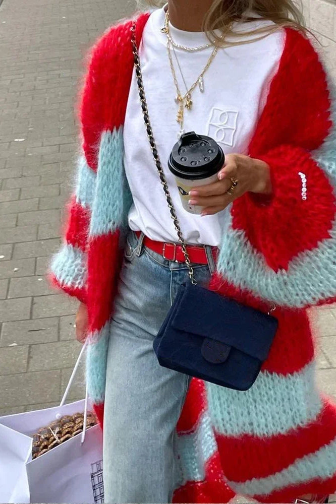 Drune | übergroße Strickjacke mit Streifen