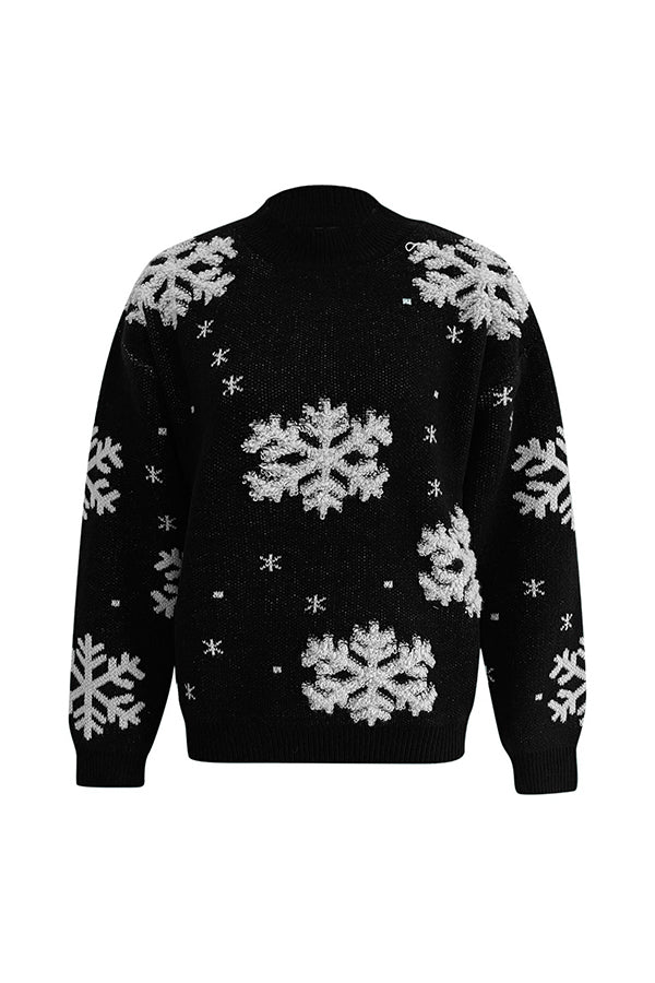 Drune | Rollkragen Weihnachtsdruck Strickpullover