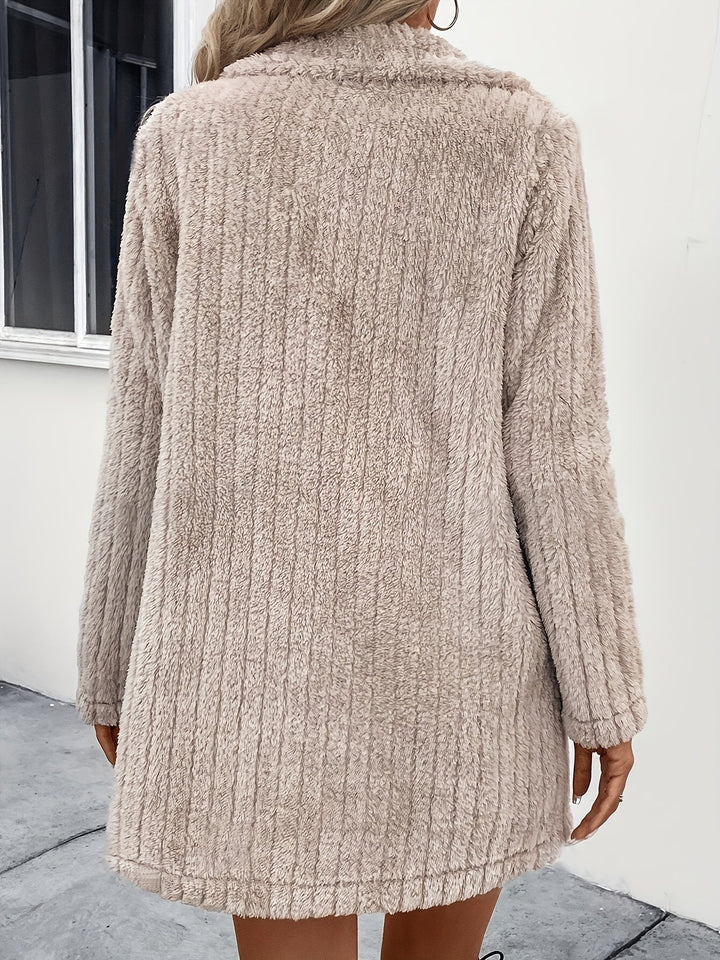 Drune | Doppelknopf-plüschjacke mit Reverskragen Polyester Weich und Warm