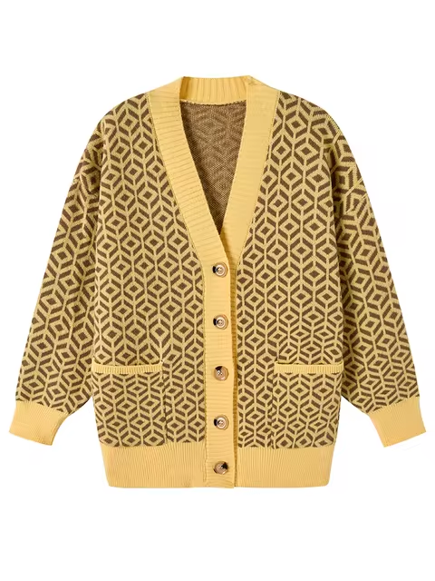 Drune | Strickjacke mit geometrischem Muster und Knopfleiste