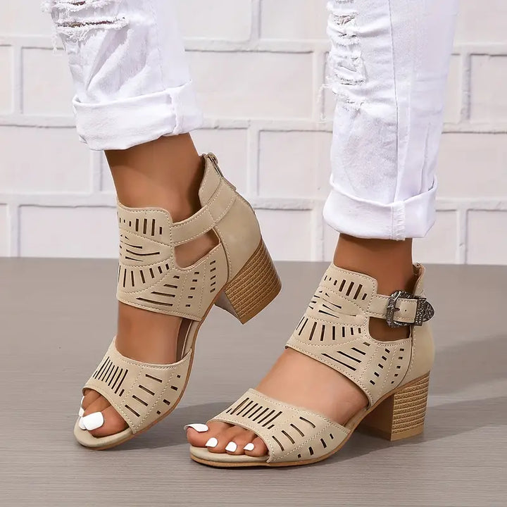 Drune | Damen Sandalen Mit Klobigen Absätzen