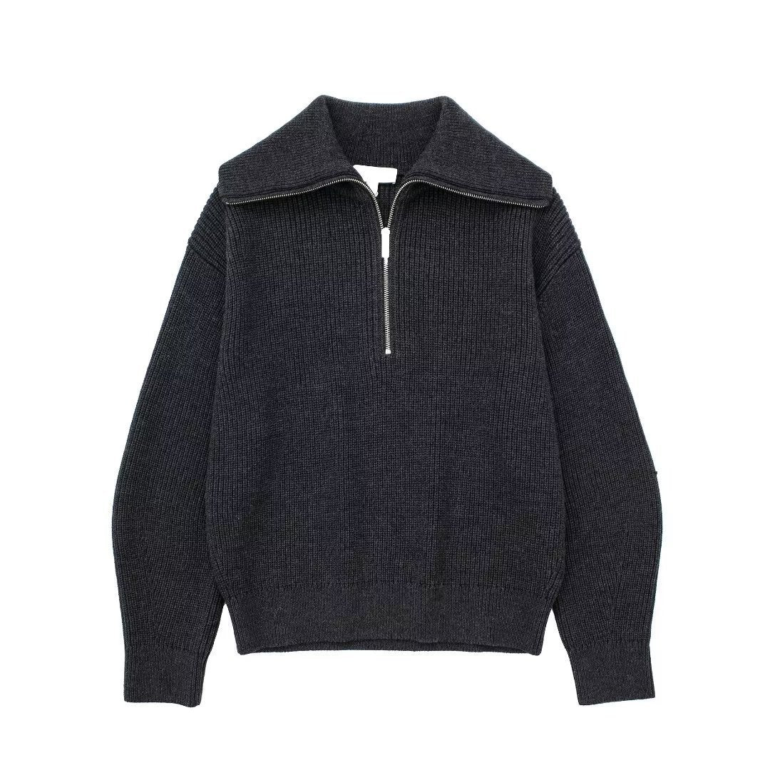 Drune | All Match Wollpullover Mit Offenem Kragen