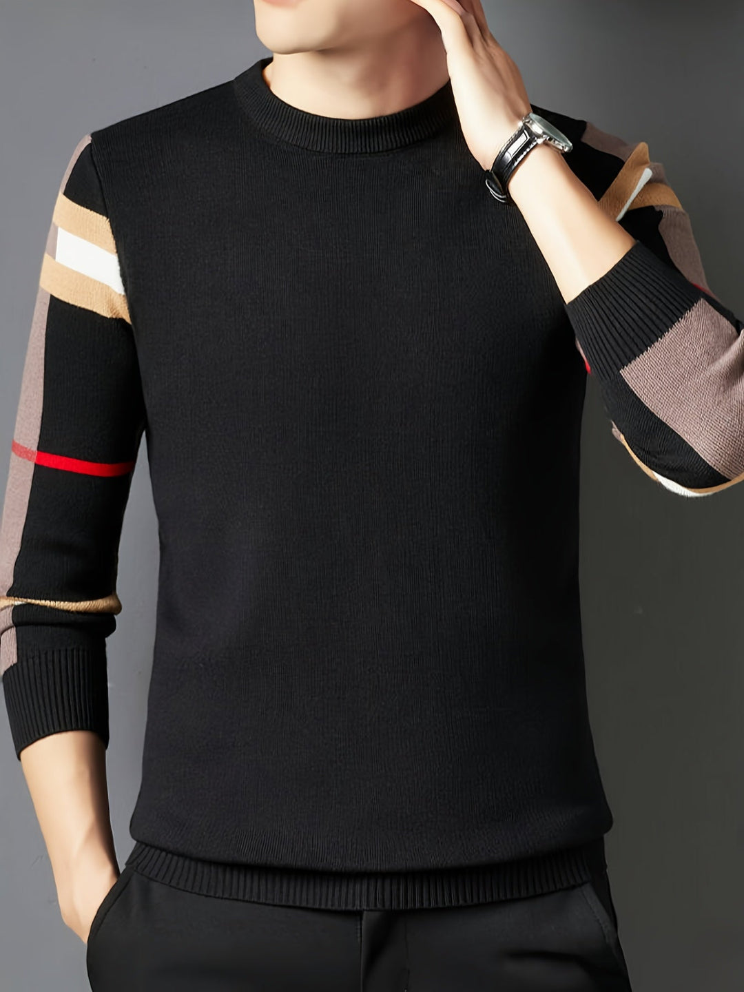 Drune | Strickpullover mit Farbigen Ärmeln Weich und Warm Perfekt Für Den Alltag