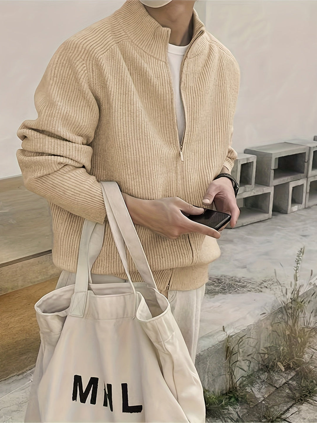 Drune | Herren Pullover Strickjacke mit Reißverschluss