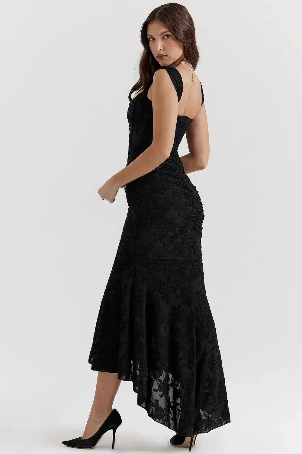 Drune | Kleid Vintage Blumenmuster Interne Stäbchen und Falten Perfekt für Besondere Anlässe