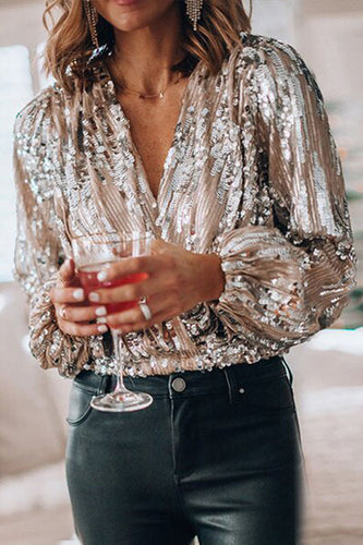 Drune | Glitzer Bluse mit V-Ausschnitt Wien