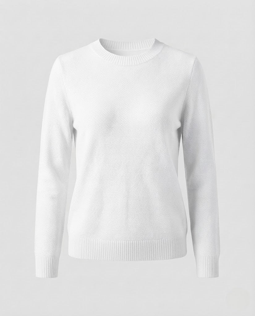 Damen Feiner Strukturstrick-Pullover mit Rundhalsausschnitt und extraweichem Merino-Mix Drune