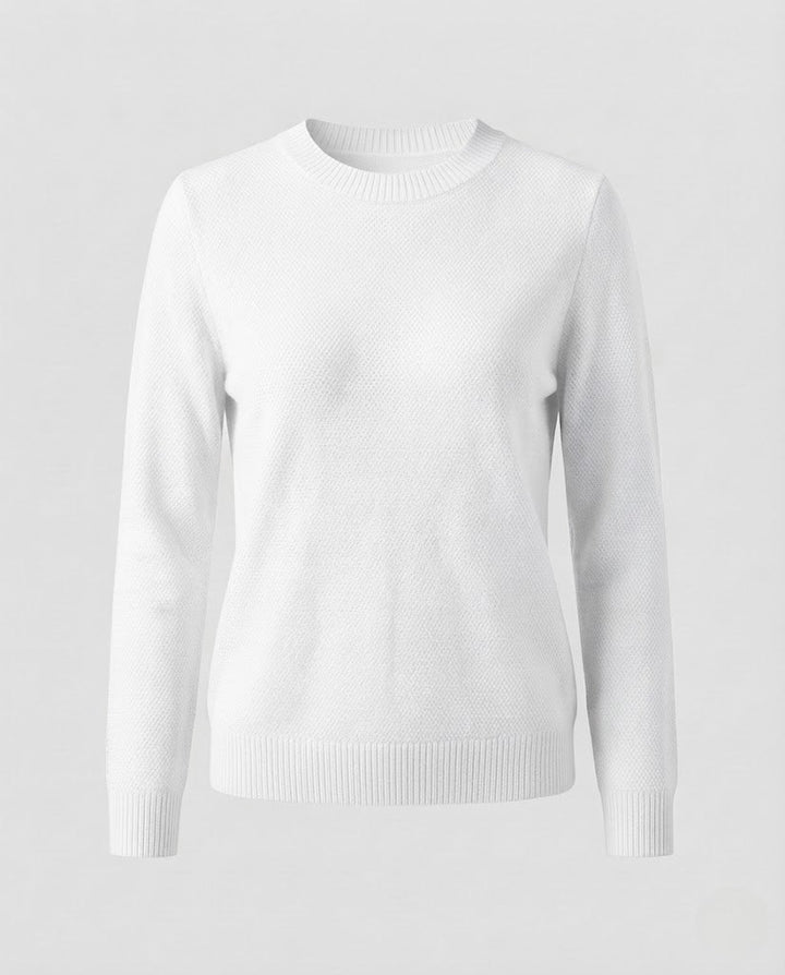 Damen Feiner Strukturstrick-Pullover mit Rundhalsausschnitt und extraweichem Merino-Mix Drune