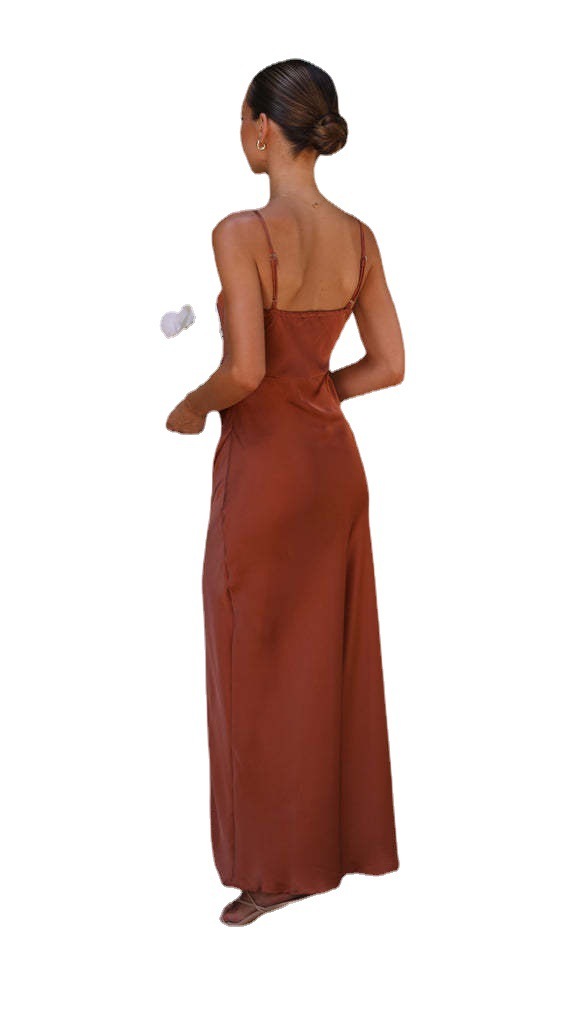 Drune | Sommerliches Einfarbiges Split Kleid Für Damen