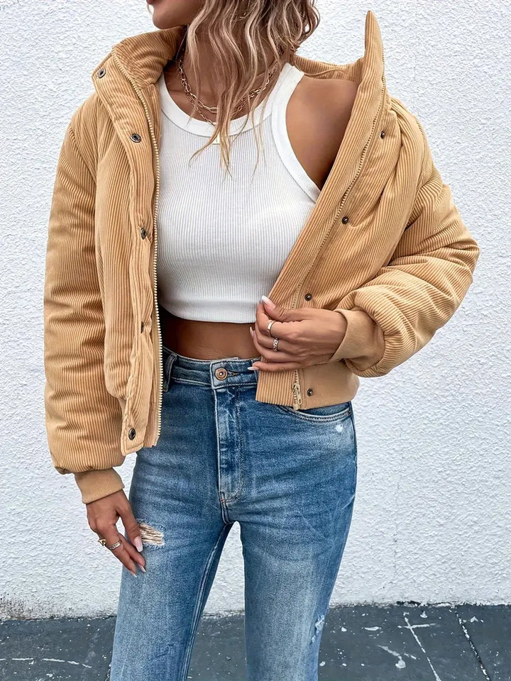 Drune | Cordjacke mit Reißverschluss und Knopfverschluss