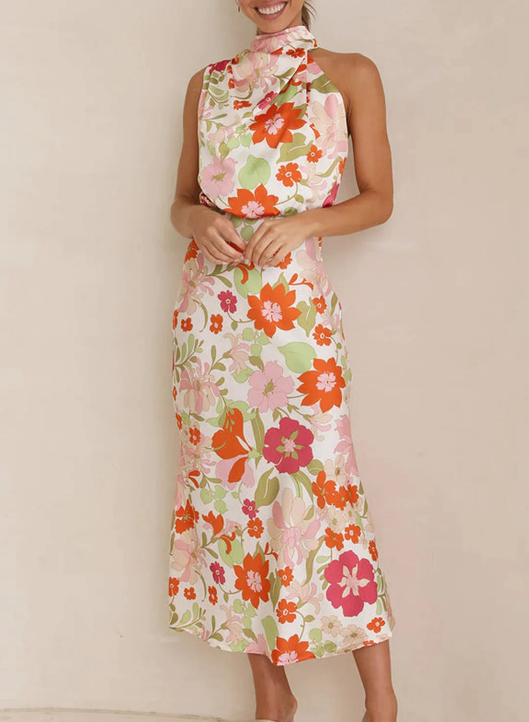 Drune - Blumiges Maxikleid mit Neckholder