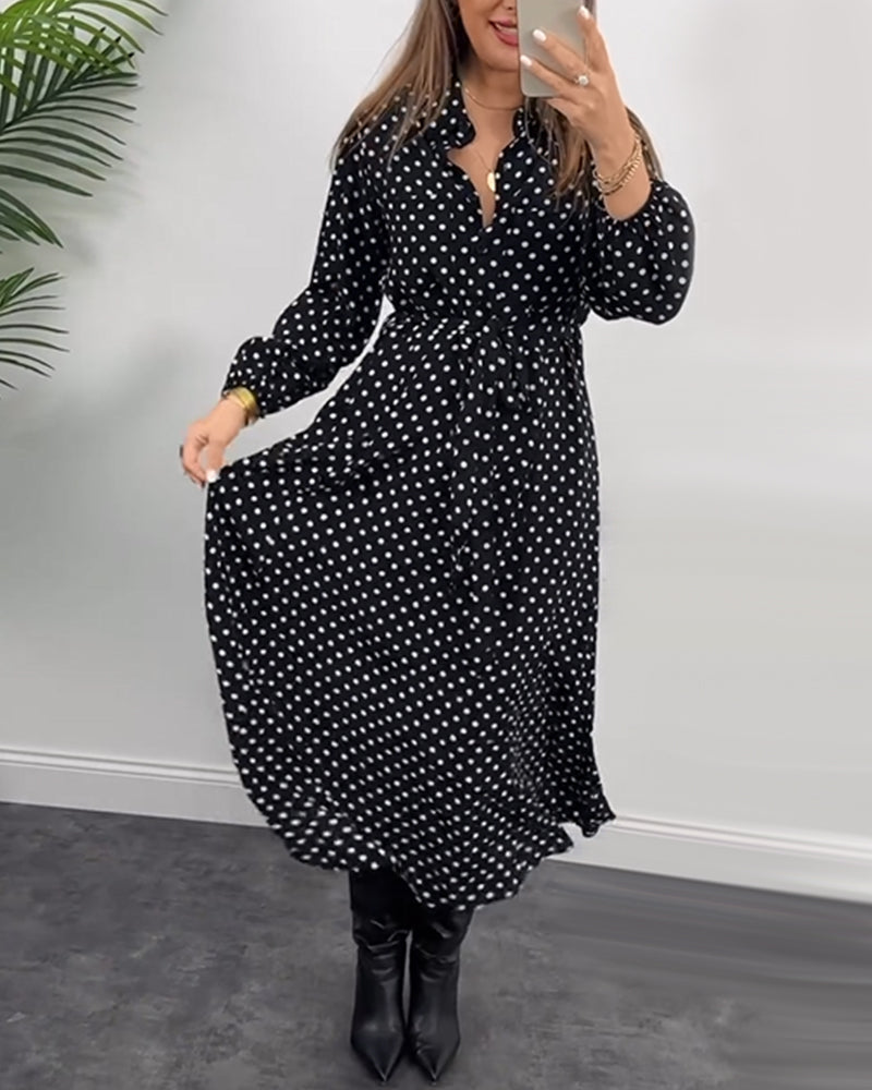 Drune | Kleid mit Gepunktetem Revers