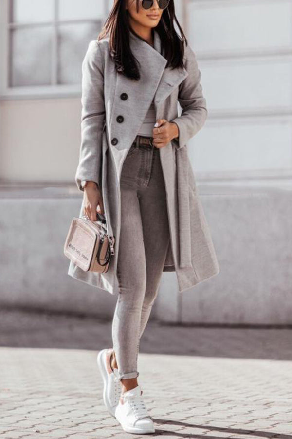 Drune | Wintermantel khaki mit Gürtel und elegantem Stil