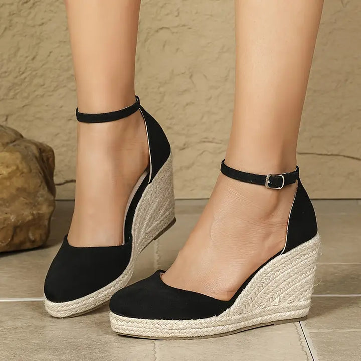 Elegante Damen-Keilsandalen mit Knöchelriemen Drune