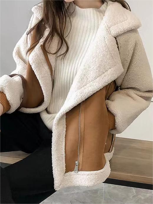 Drune | oversized veganes Wildlederjacke mit Reverskragen