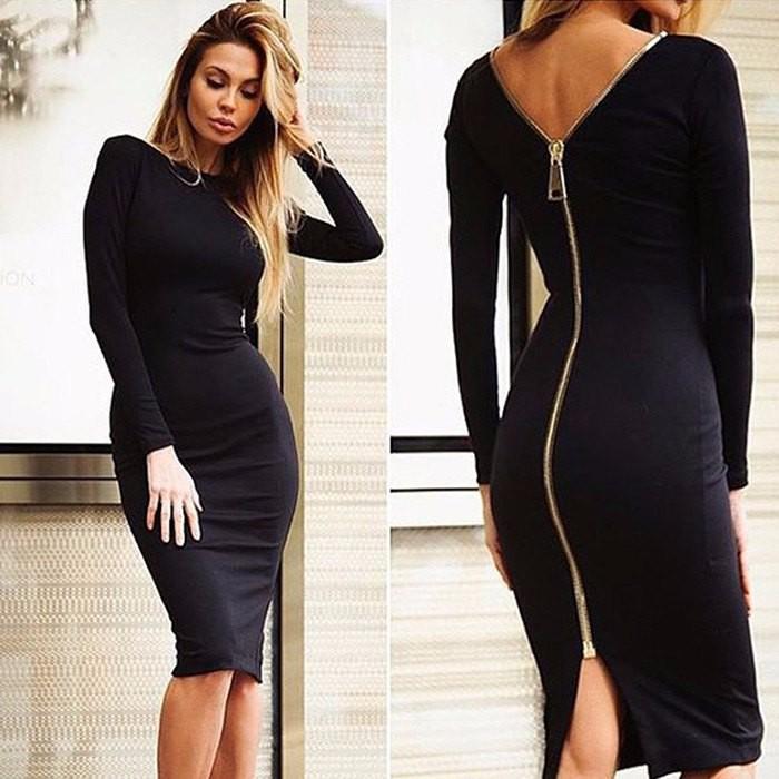 Drune | Langarmkleid mit Reißverschluss hinten
