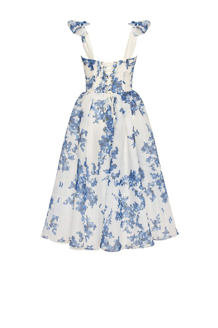 Elegantes Hortensien-Midikleid