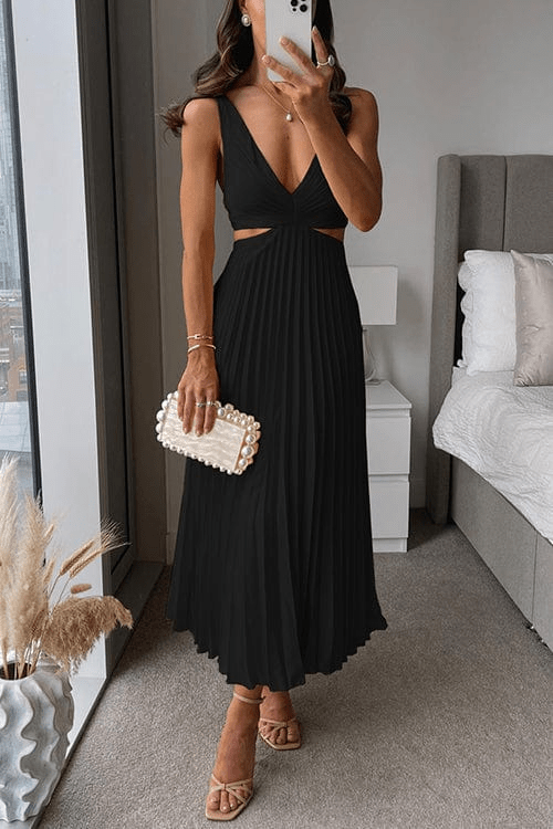 Drune | Kleid Mit Faltigem Kragen Damen Abendkleid