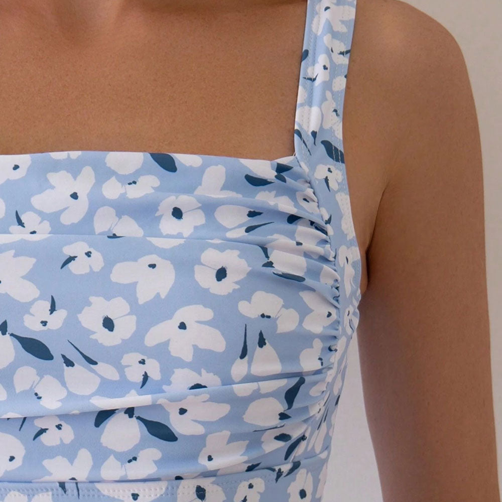 Drune | Chic Blumen Print Modest Träger Rüschen Brasilianischer Einteiler Badeanzug
