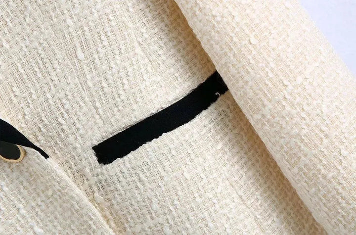 Drune | Chic Off-White Tweed-Blazer Damen - Vintage - Patchwork