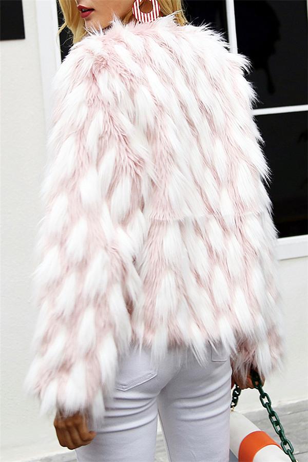 Drune | Pink Party Flauschiger Kunstpelzmantel