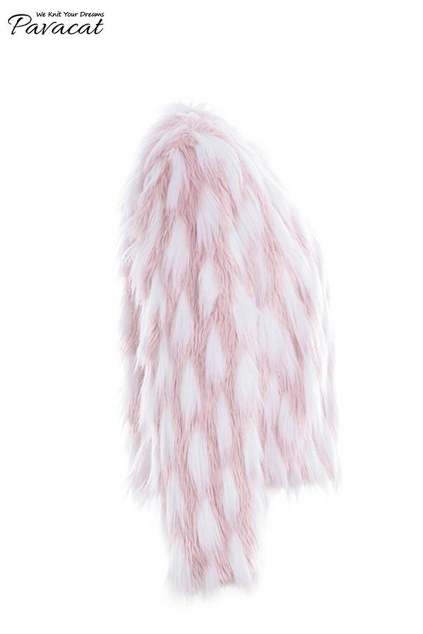 Drune | Pink Party Flauschiger Kunstpelzmantel