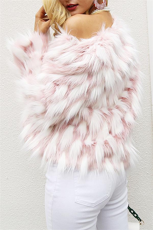 Drune | Pink Party Flauschiger Kunstpelzmantel