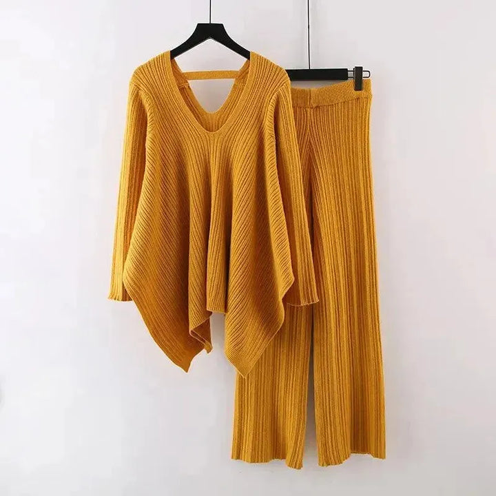 Drune | Frauen Casual Senfgelb Zweiteiliges Pullover Satz