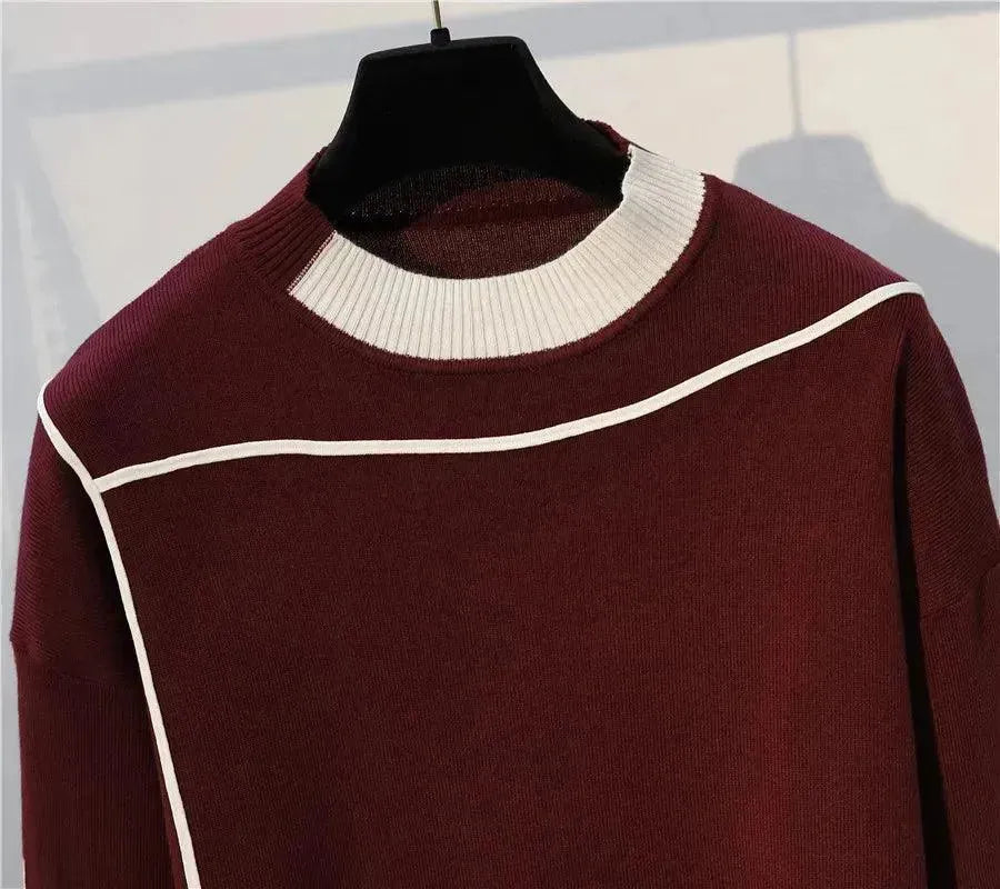 Drune | Damen Freizeit Gestreift Zwei Teilig Pullover Satz