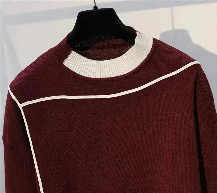 Drune | Damen Freizeit Gestreift Zwei Teilig Pullover Satz